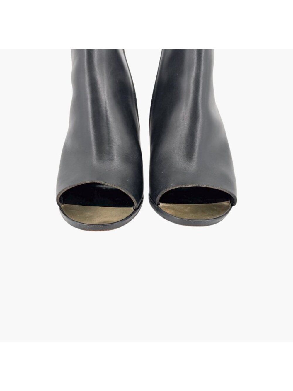 Chanel Black Leather Peep Toe CC Wedge Heel Ankle Booties Shoes Size 39 US 8–8.5 - Picture 5 of 15